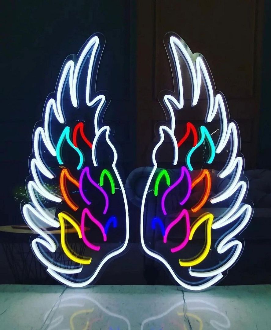 Rainbow Wings Neon Sign