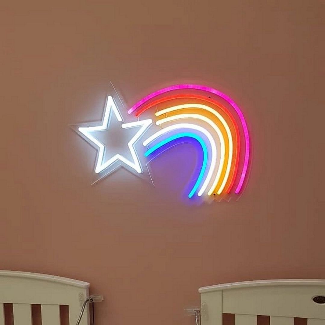 Rainbow and Star Neon Sign