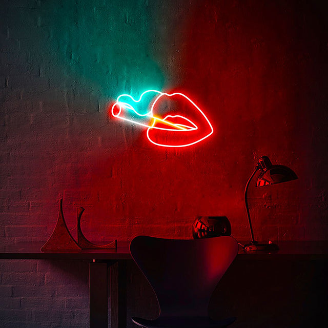 Lips Smoking LED Neon Sign for Bar light up sign