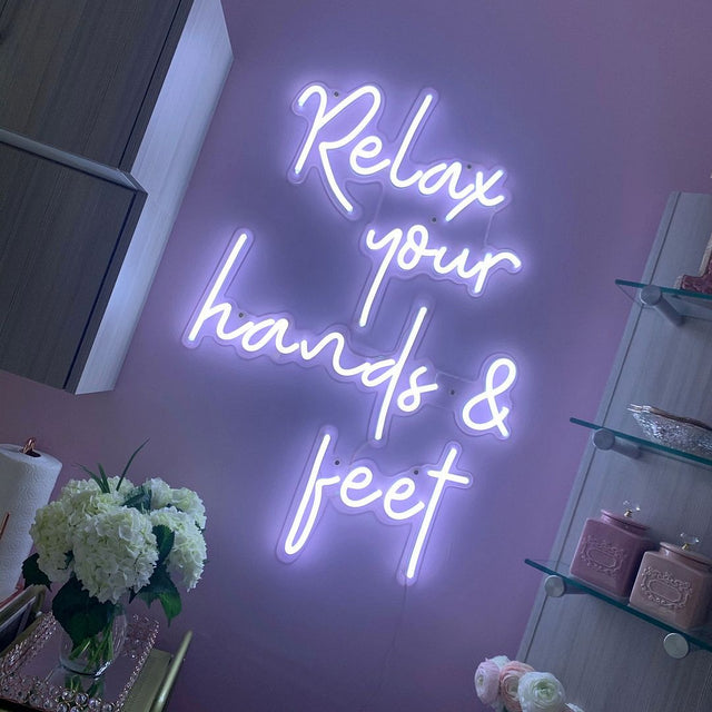 Relax Your Hands and Feet LED Neon Sign for Salon light up sign