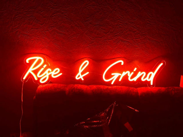 Rise and Grind LED Neon Sign for Office light up sign