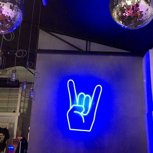 Rock On Emoji Neon Sign