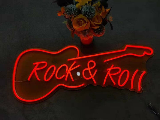 Rock Roll Guitar Neon Sign