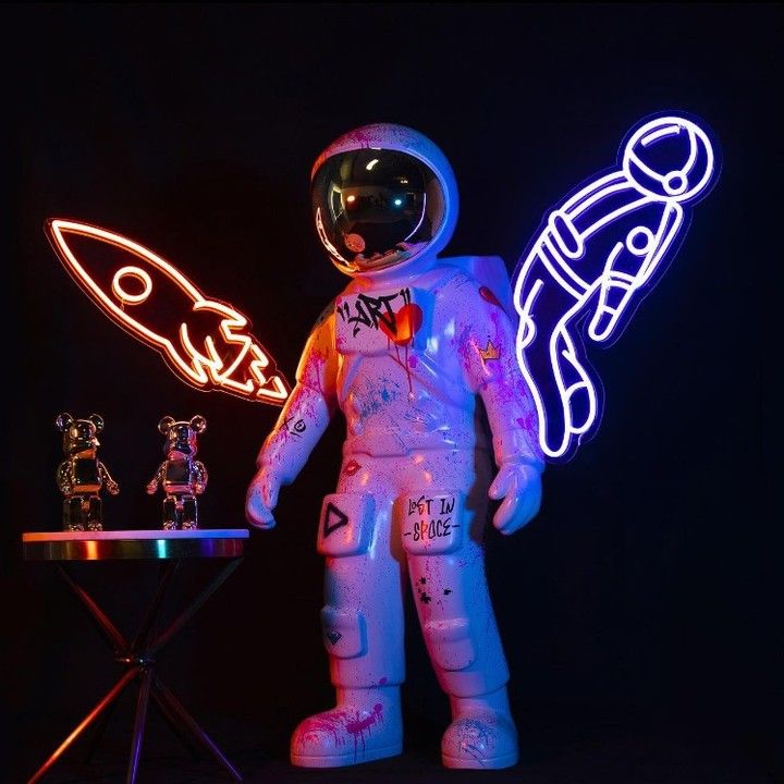 Rocket and Astronaut Neon Sign