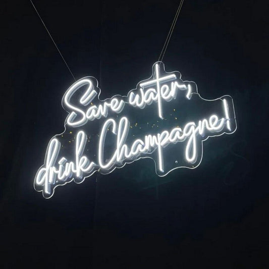 Save Water Drink Champagne Neon Sign