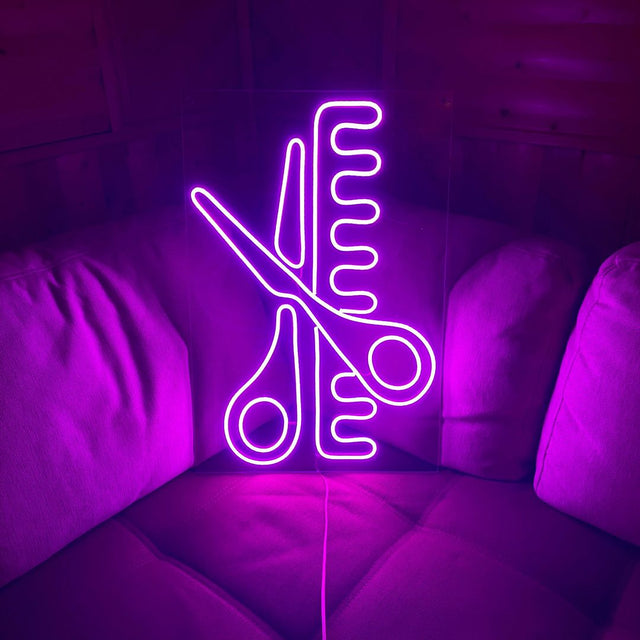 Scissors LED Neon Sign for Salon light up sign
