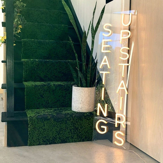 Seating Upstairs Neon Sign