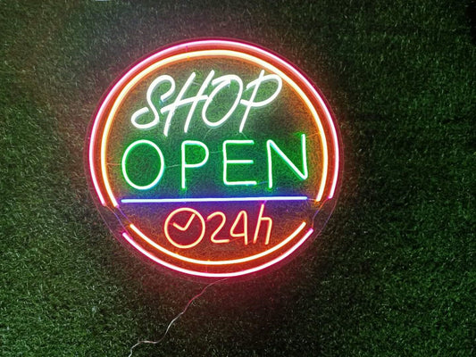 Shop Open 24h Neon Sign