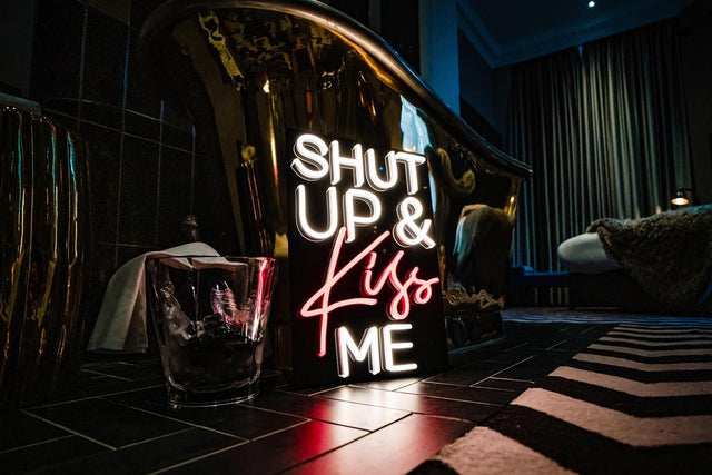 Shut Up And Kiss Me LED Neon Sign for Wedding light up sign