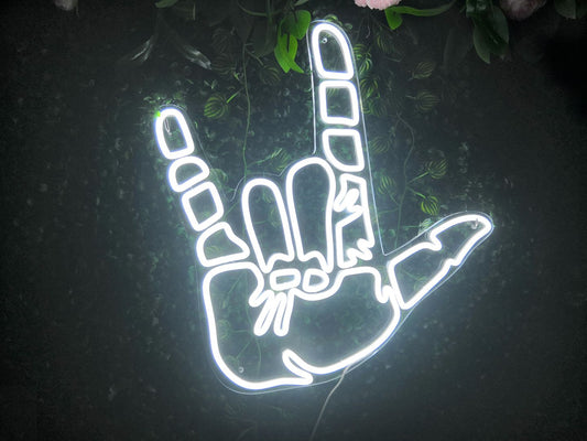 Skull Rock Gesture Neon Sign