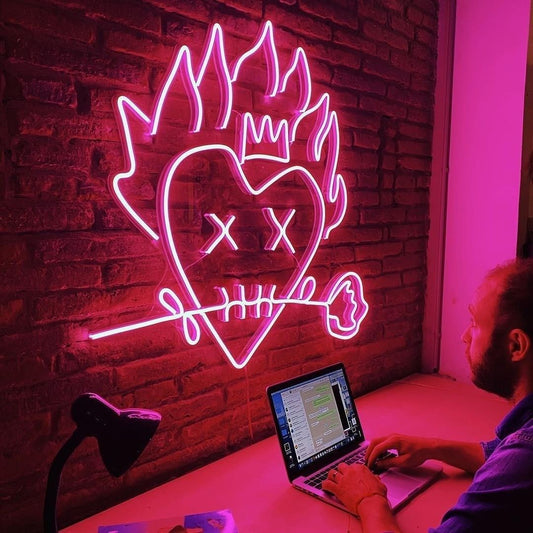 Skull Rose Neon Sign