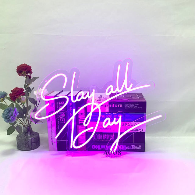 Slay All Day LED Neon Sign for Storefront light up sign