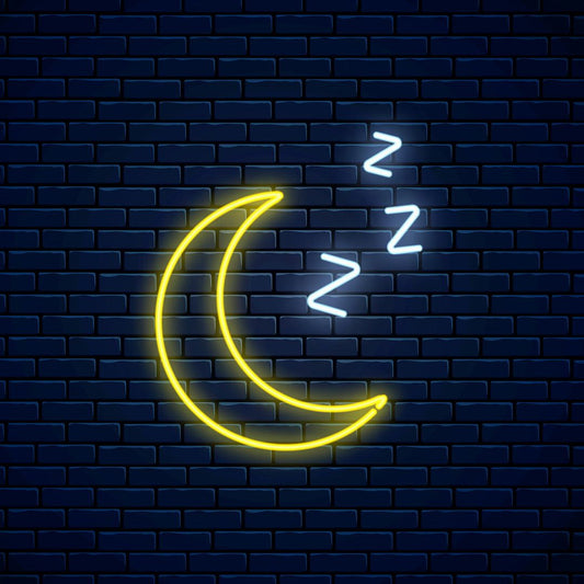 Sleepy Moon with ZZZ Neon Sign