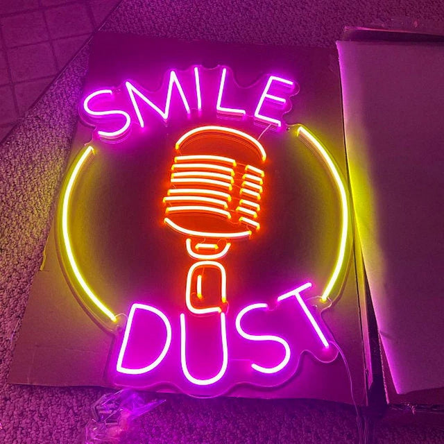Smile Dust Microphone LED Neon Sign for Bar light up sign
