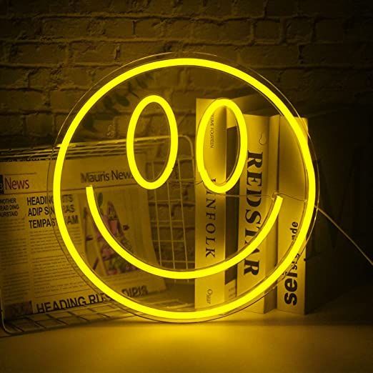 Smiley Face Neon Signs, Neon Lights, LED Neon Signs for Room, Bars Light Up Signs, Cool Neon Light Signs, Neon Wall Lights