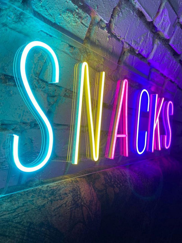Snacks LED Neon Sign for Storefront light up sign