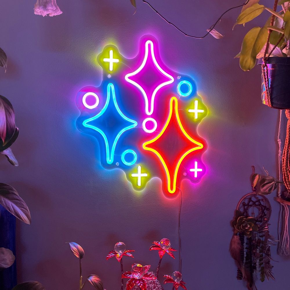 Custom Made Neon Signs, Sparkle Stars Neon Sign, LED Business Sign – AOOS