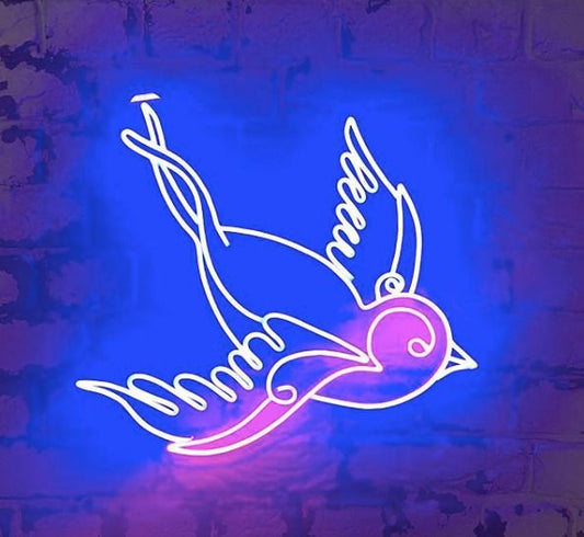 Sparrow Bird Neon Signs, Neon Lights, LED Neon Signs for Room, Bars Light Up Signs, Cool Neon Light Signs, Neon Wall Lights
