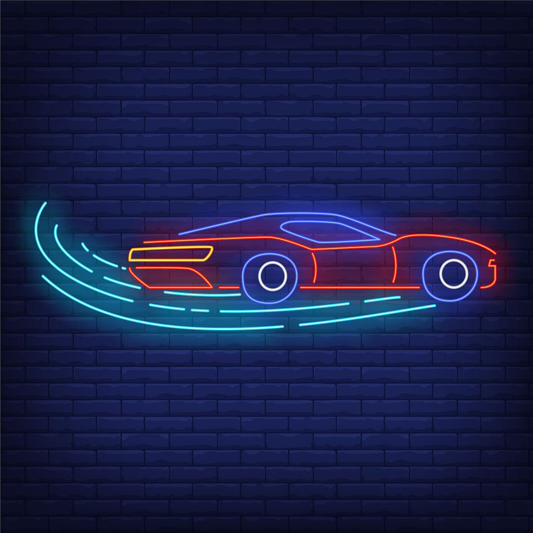 Sport Car Increasing Speed Neon Sign