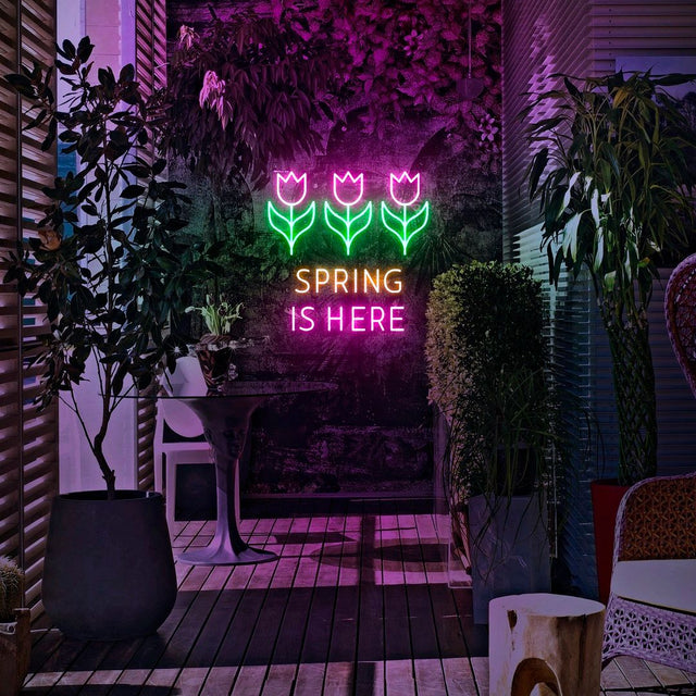 Spring is Here LED Neon Sign for Storefront light up sign
