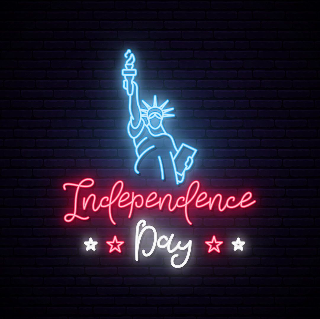 Statue liberty Independence Day USA Neon Sign