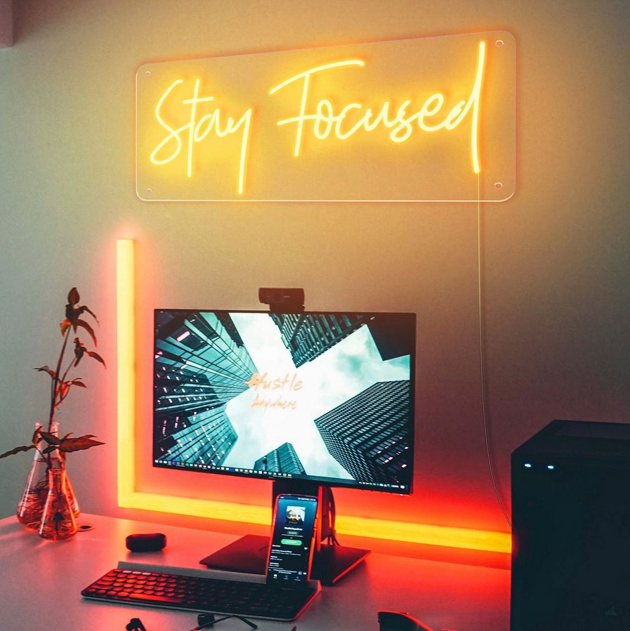 Focused Sign Custom Made Neon Signs, Stay Focused Neon Sign, LED Business Sign – AOOS