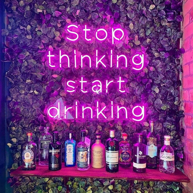 Stop Thinking Start Drinking LED Neon Sign for Business light up sign
