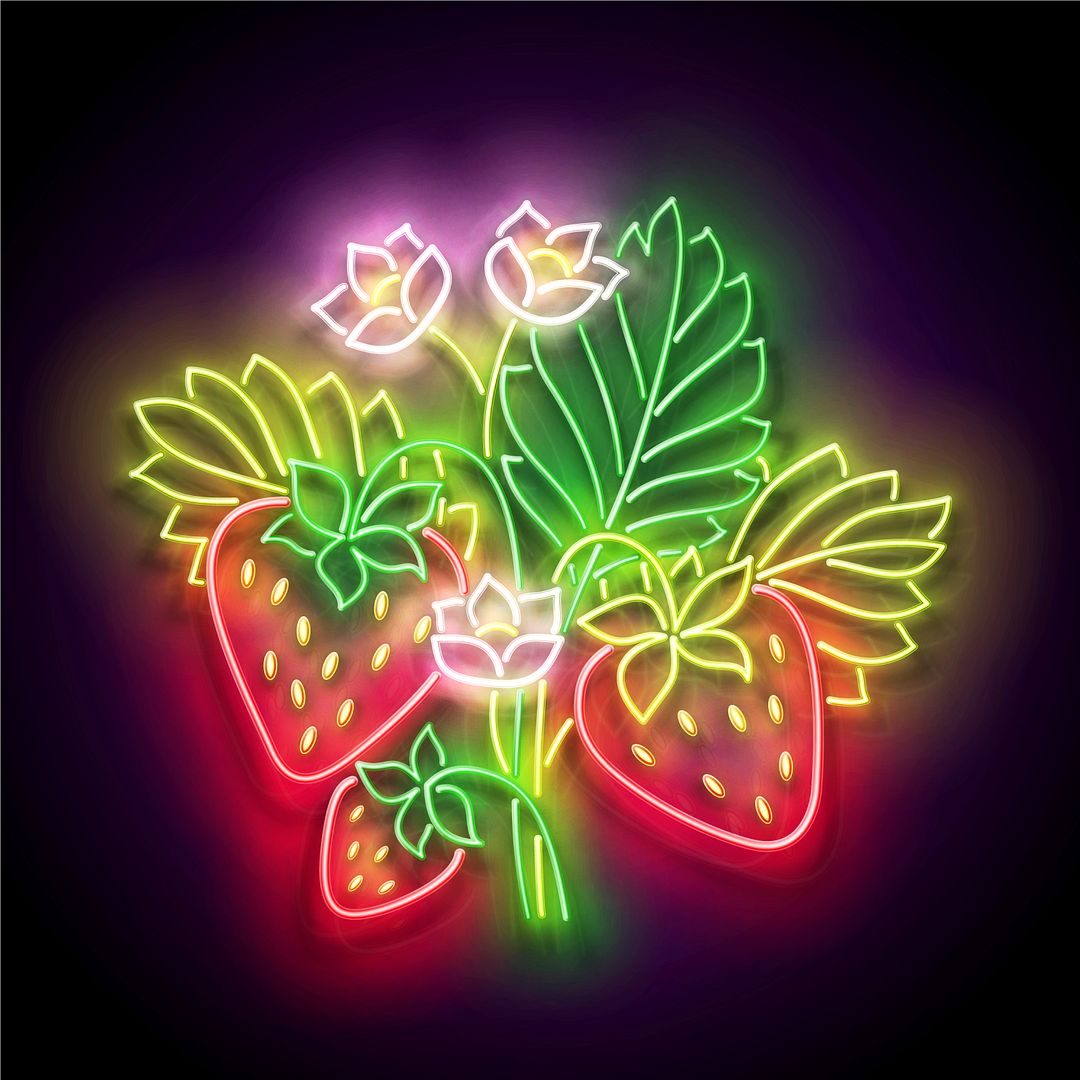 Strawberry Bush with Flowers Neon Sign