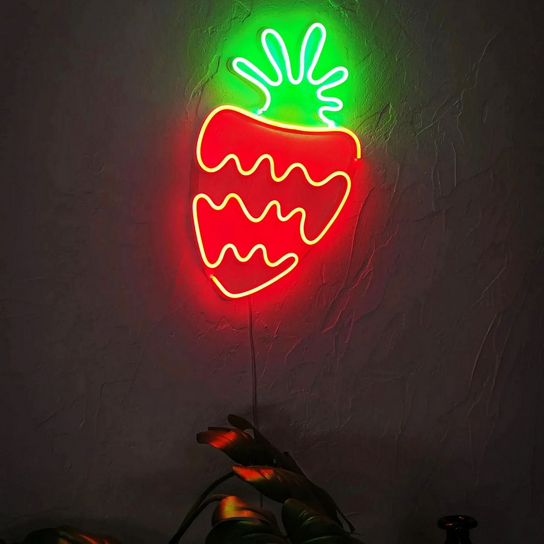 Strawberry LED Neon Sign, Fruit Line Art – AOOS