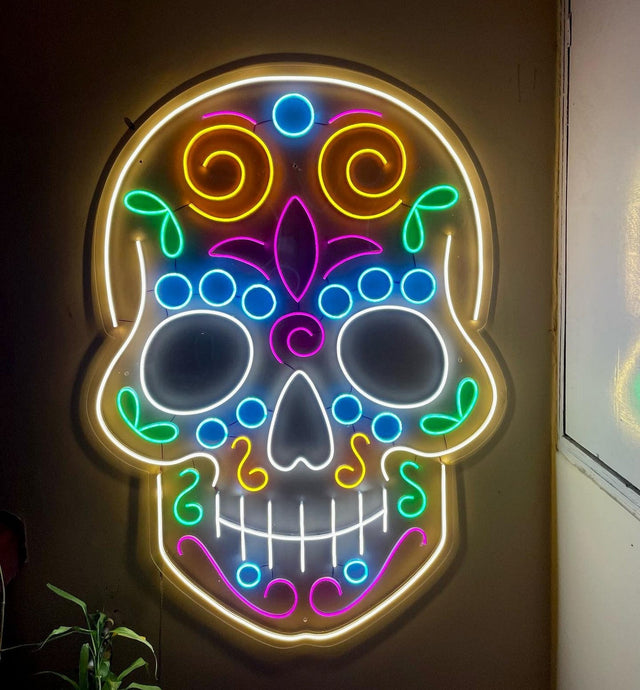 Sugar Skull LED Neon Sign for Tattoo Studio light up sign