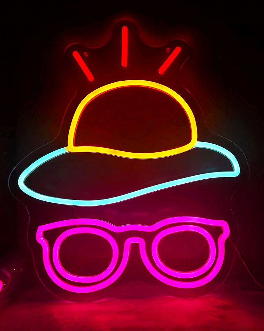 Sunglasses and Hat Neon Sign
