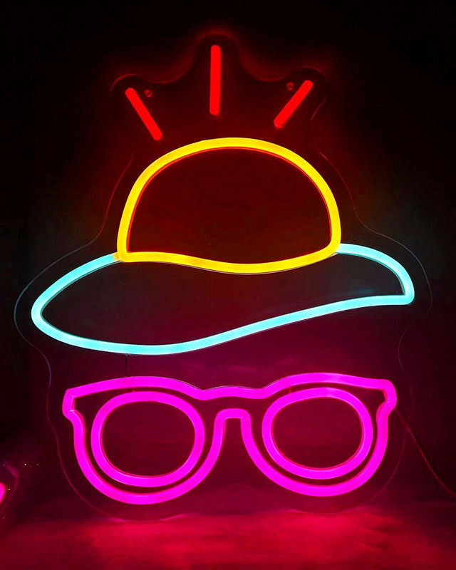 Sunglasses and Hat LED Neon Sign for Storefront light up sign