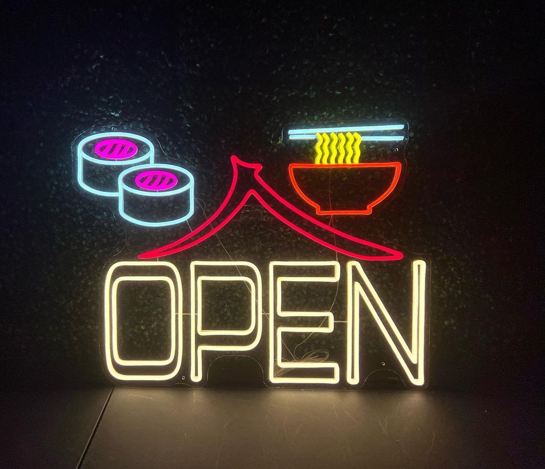 Sushi Noodles Open Neon Sign