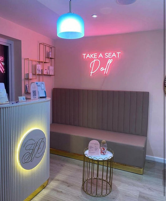 Take a Seat Doll Neon Signs, Neon Lights, LED Neon Signs for Room, Bars Light Up Signs, Cool Neon Light Signs, Neon Wall Lights