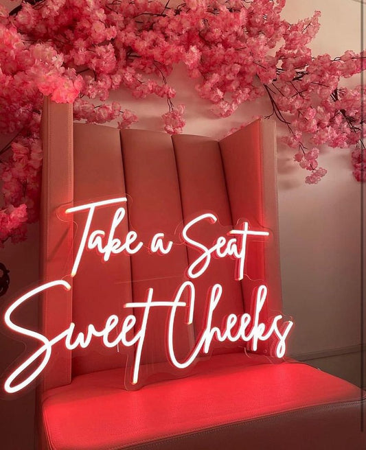 Take a Seat Sweet Cheeks Neon Signs, Neon Lights, LED Neon Signs for Room, Bars Light Up Signs, Cool Neon Light Signs, Neon Wall Lights