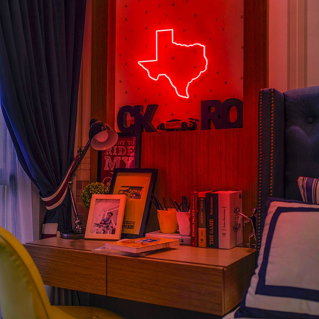 Texas State Map Neon Sign
