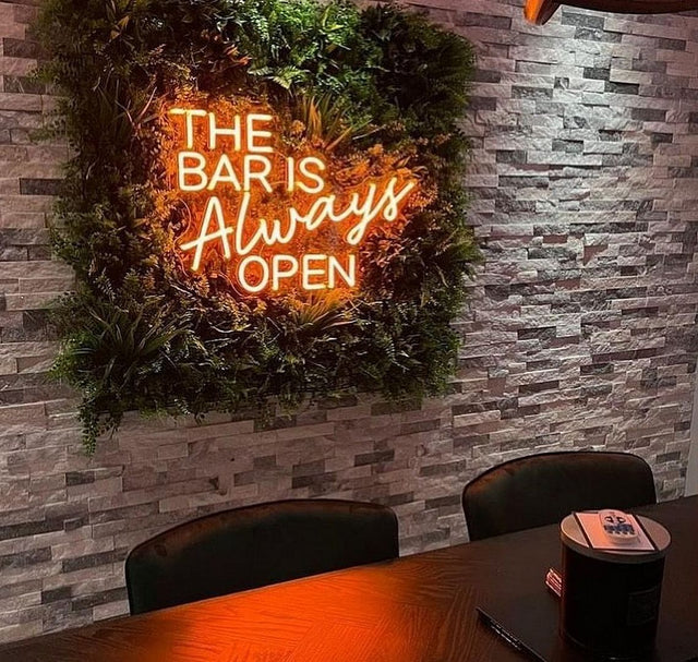 The Bar is Always Open LED Neon Sign for Bar light up sign
