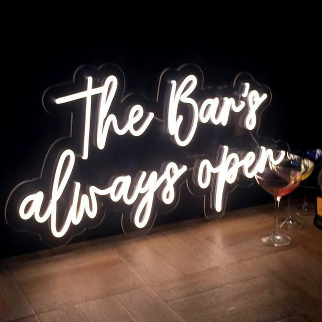 The Bar's Always Open LED Neon Sign for Bar light up sign