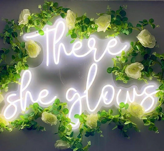 There She Glows Neon Signs, Neon Lights, LED Neon Signs for Room, Bars Light Up Signs, Cool Neon Light Signs, Neon Wall Lights