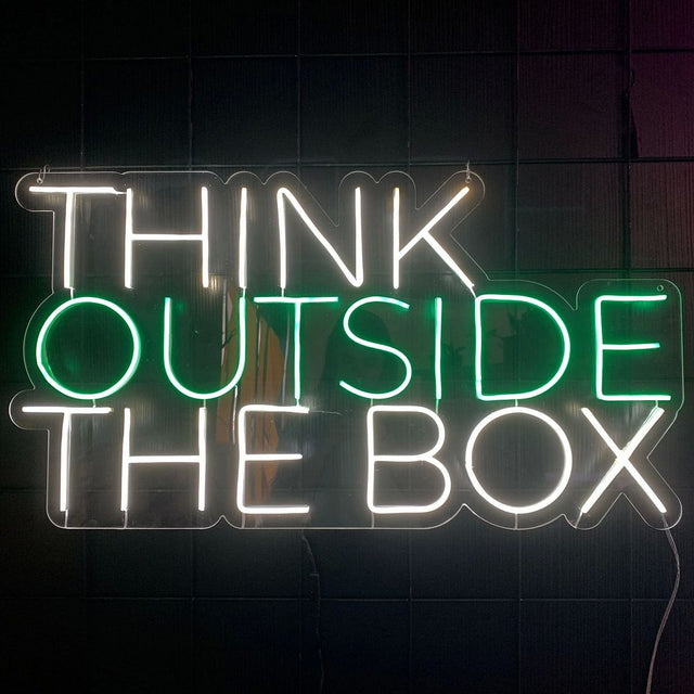Think Outside The Box LED Neon Sign for Business light up sign