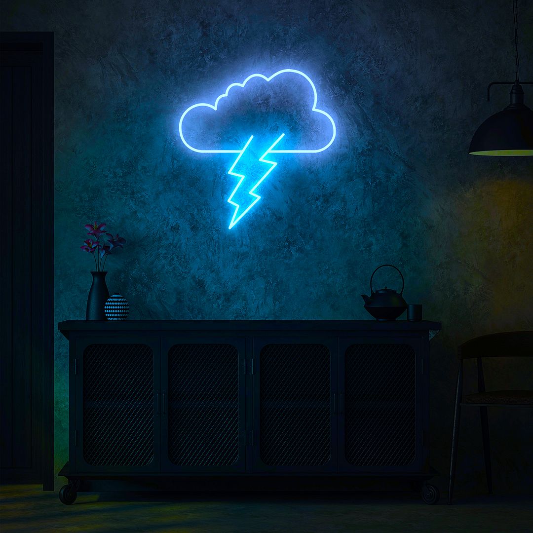 Thunderbolt Lightning Cloud Bolt Neon Sign