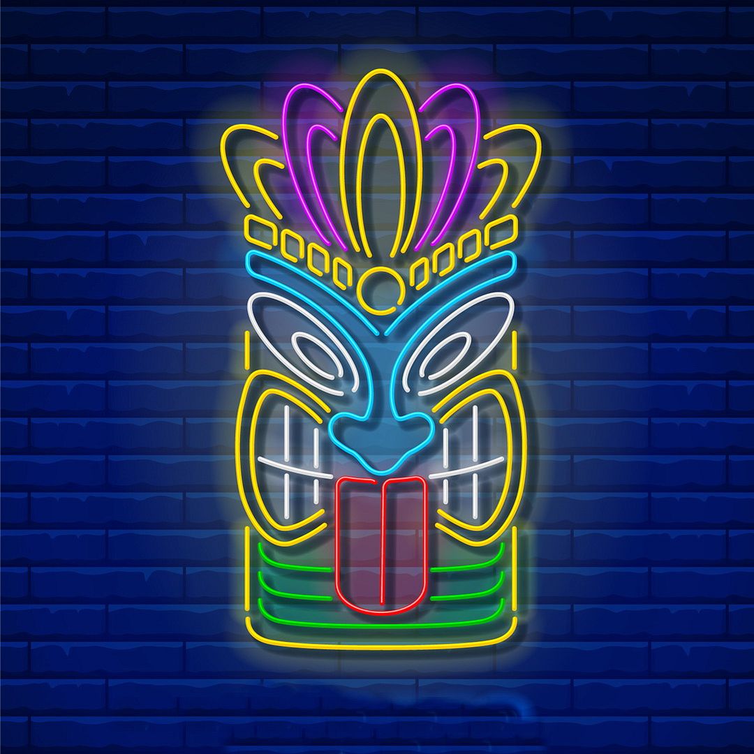 Tiki Bar Mask Neon Sign