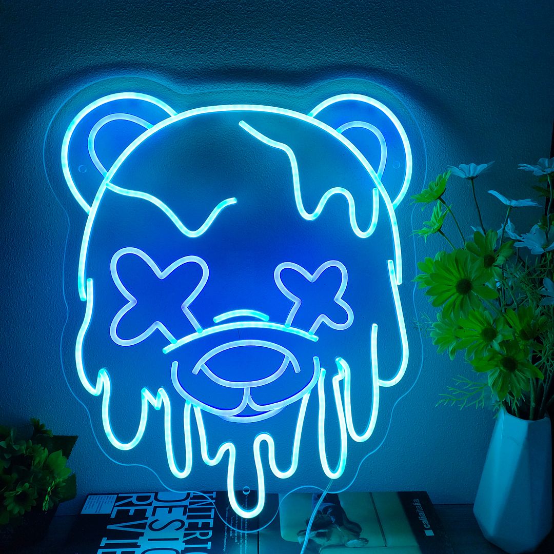 Trippy Bear with Drip Neon Sign
