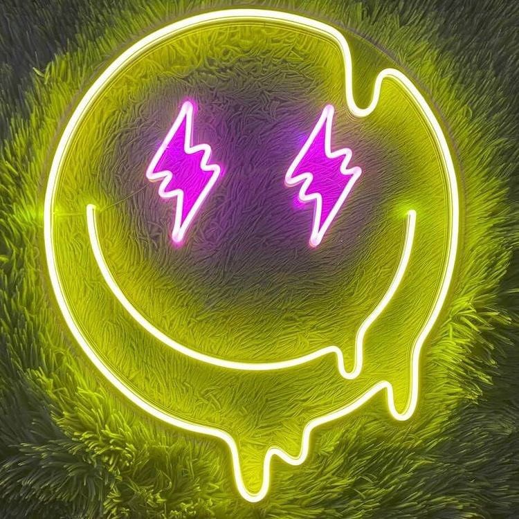 Trippy Smiley Face Drip Neon Sign
