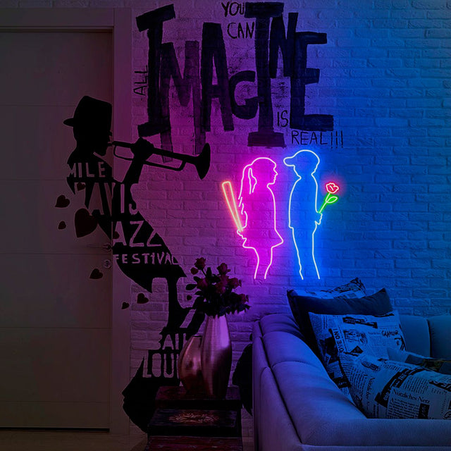 Valentine Couple Courtship LED Neon Sign for Wedding light up sign