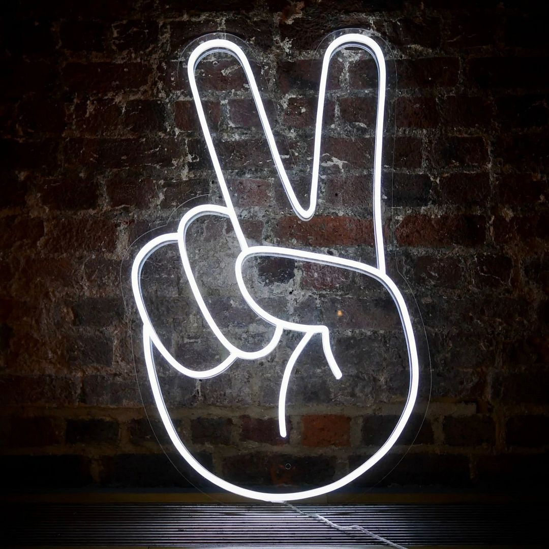 Victory Gesture Neon Sign