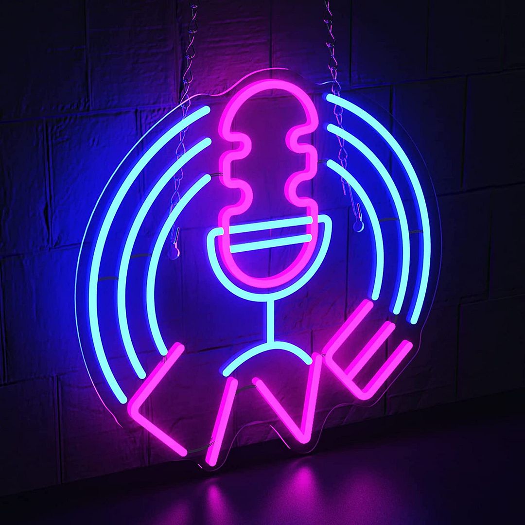 Custom Made Neon Signs, Vintage Live Neon Sign, LED Business Sign