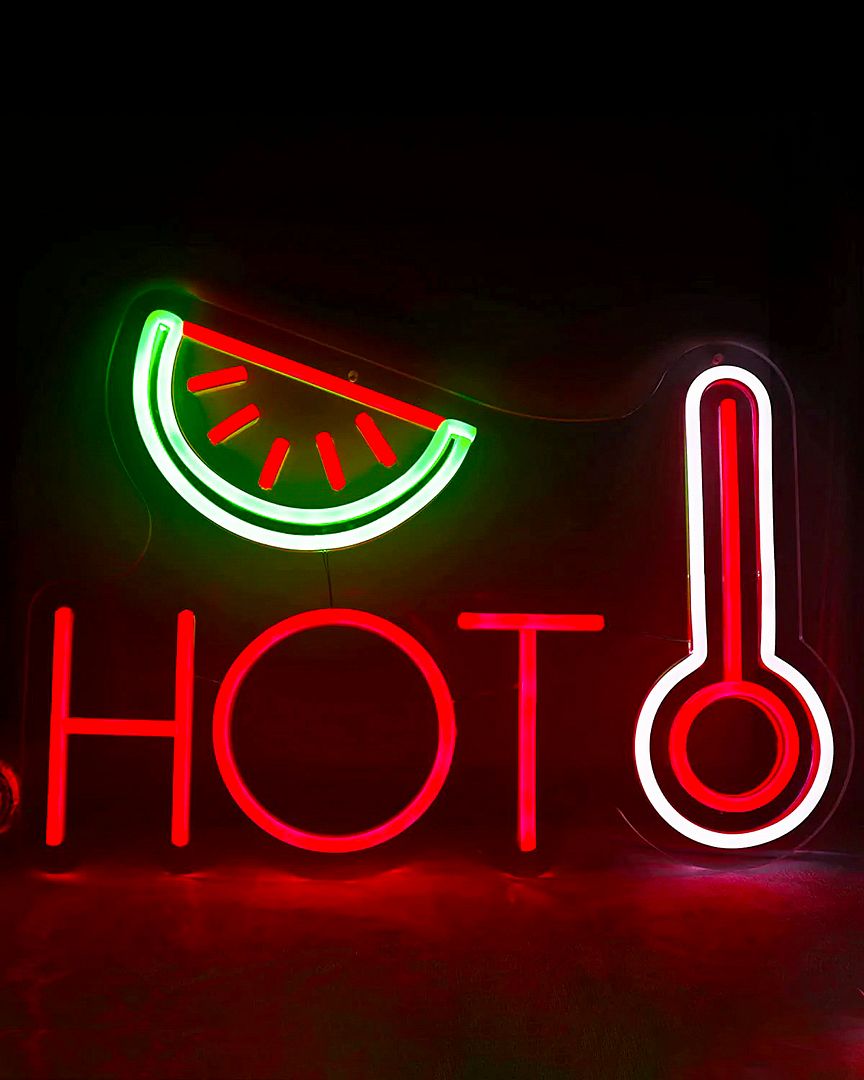 Watermelon and Thermometer Hot Neon Sign