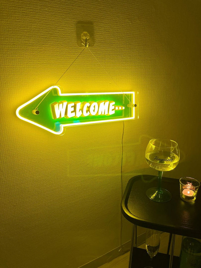 Welcome Arrow LED Neon Sign light up sign