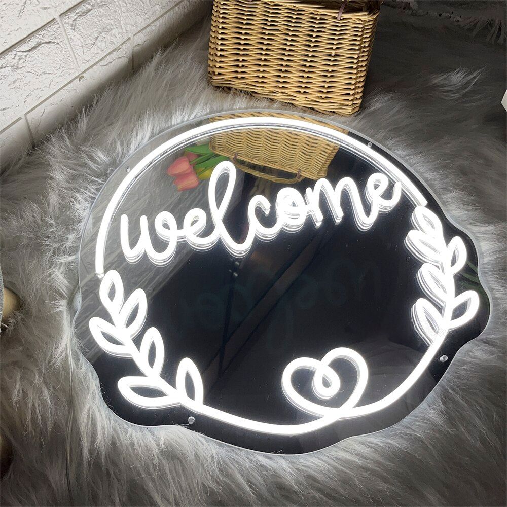 Welcome Mirror Neon Sign